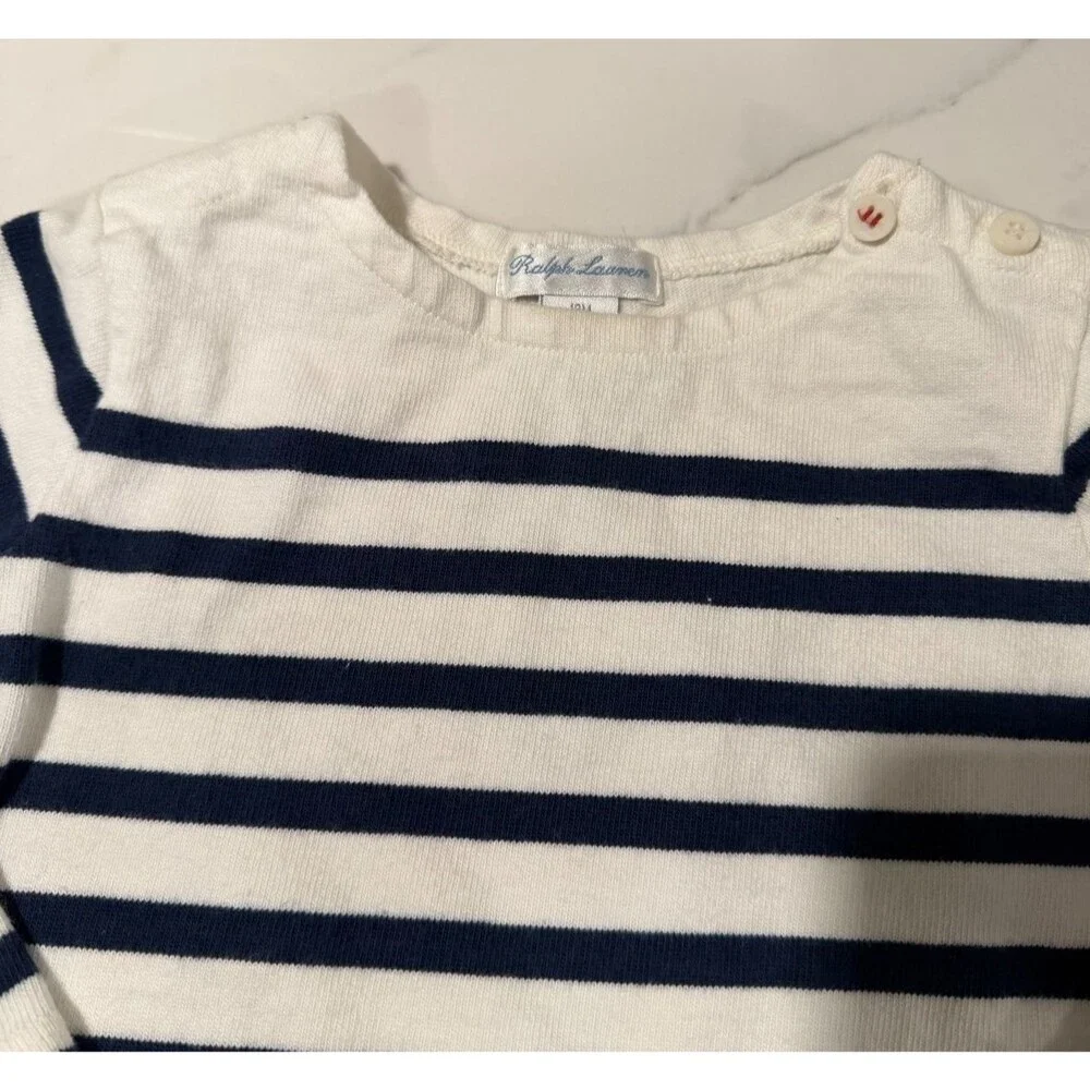 Ralph Lauren Girl's Striped Dress Anchor 18M Nautical Preppy